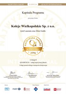 Certyfikat Złote Godło Najwyższa Jakość 2016